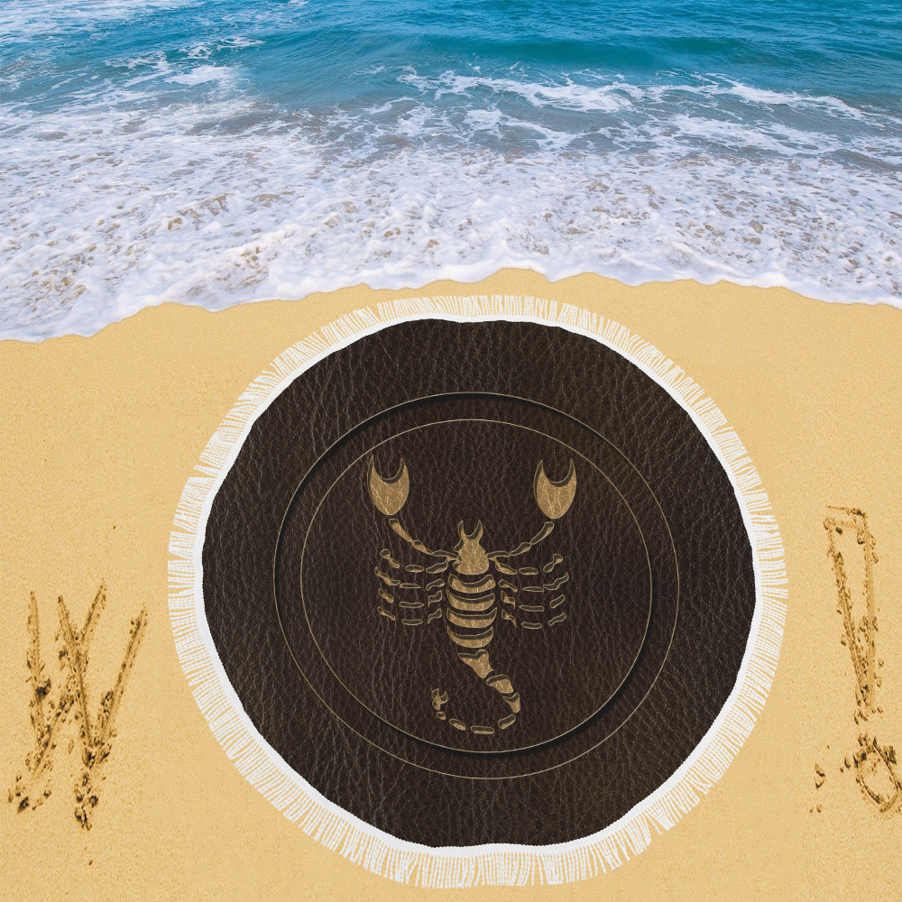 Leather-Look Zodiac Scorpio Circular Beach Shawl 59"x 59"