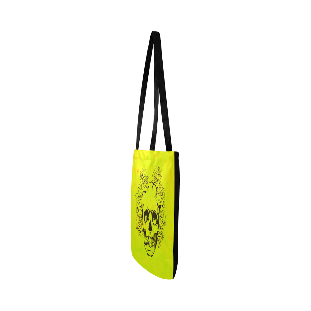 Skull with roses, yellow Reusable Shopping Bag Model 1660 (Two sides)
