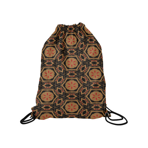 Black, Bronze and Red Medium Drawstring Bag Model 1604 (Twin Sides) 13.8"(W) * 18.1"(H)