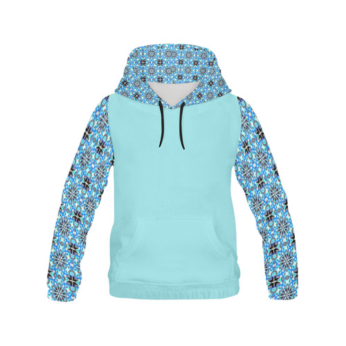 Blue Star All Over Print Hoodie for Women (USA Size) (Model H13)