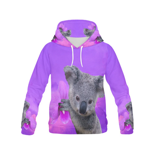 Koala and Orchid All Over Print Hoodie for Men (USA Size) (Model H13)