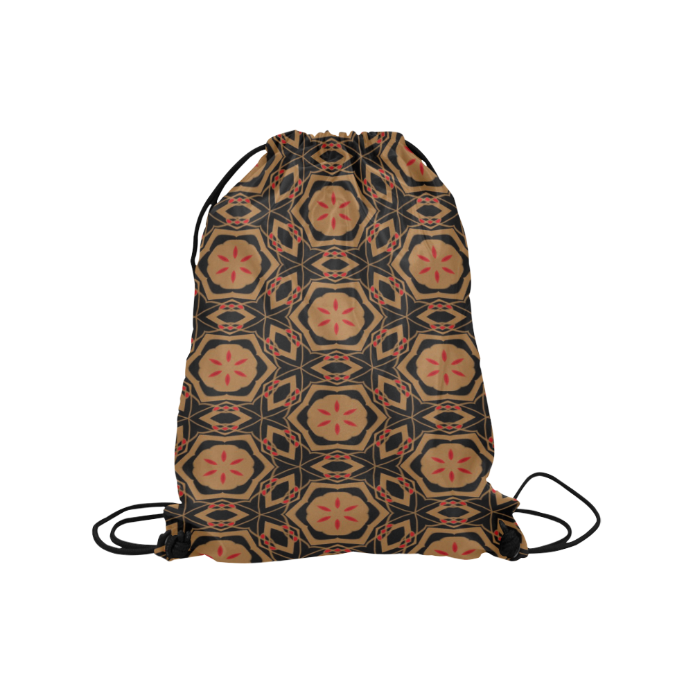 Black, Bronze and Red Medium Drawstring Bag Model 1604 (Twin Sides) 13.8"(W) * 18.1"(H)