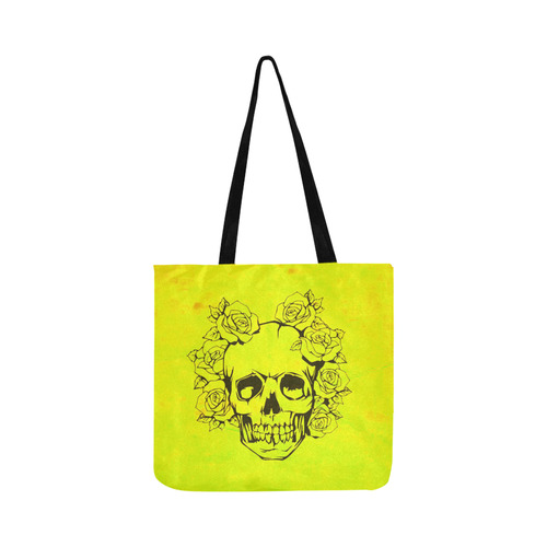 Skull with roses, yellow Reusable Shopping Bag Model 1660 (Two sides)