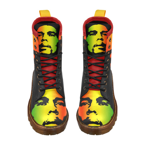 King Of Reggae Bob Marley High Grade PU Leather Martin Boots For Women Model 402H