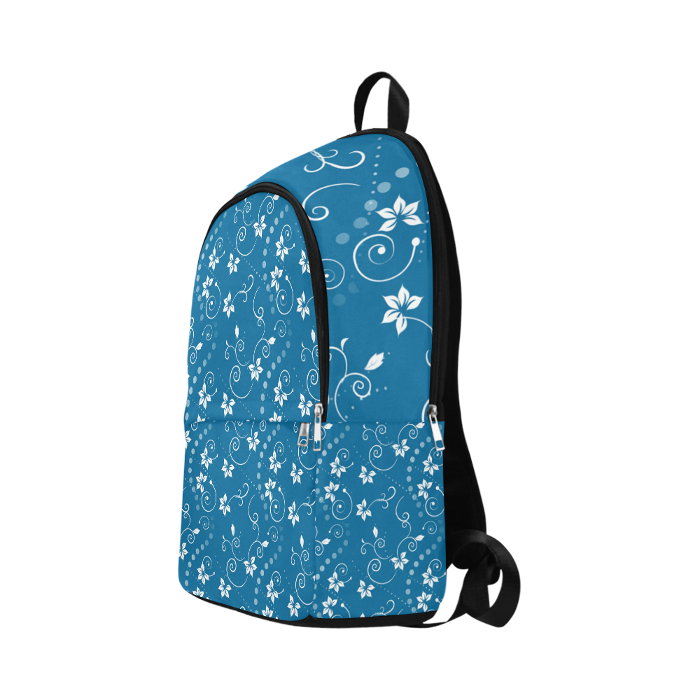 blue-swirly-flowers Fabric Backpack for Adult (Model 1659)