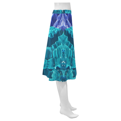 Double Blue Ripples Mnemosyne Women's Crepe Skirt (Model D16)