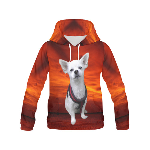 Dog Chihuahua All Over Print Hoodie for Women (USA Size) (Model H13)