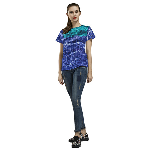 Electric Blue Globes All Over Print T-Shirt for Women (USA Size) (Model T40)