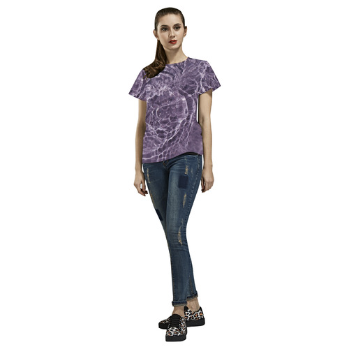 Lilac Bubbles All Over Print T-Shirt for Women (USA Size) (Model T40)