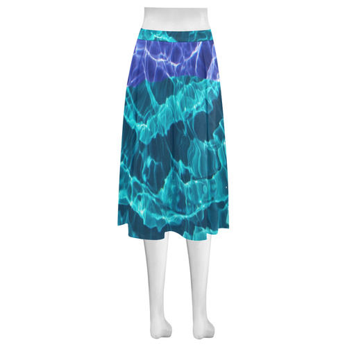 Double Blue Ripples Mnemosyne Women's Crepe Skirt (Model D16)