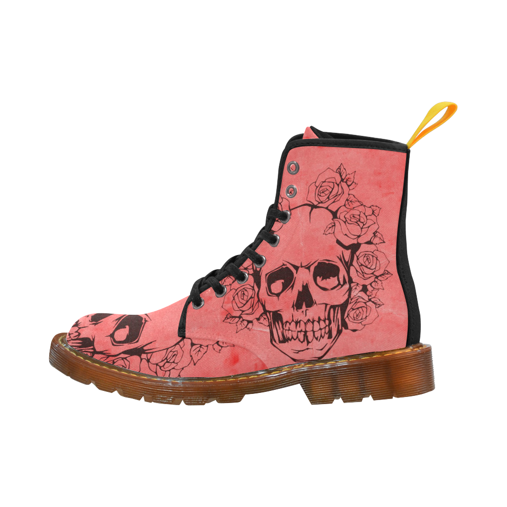 Skull with roses peach Martin Boots For Women Model 1203H