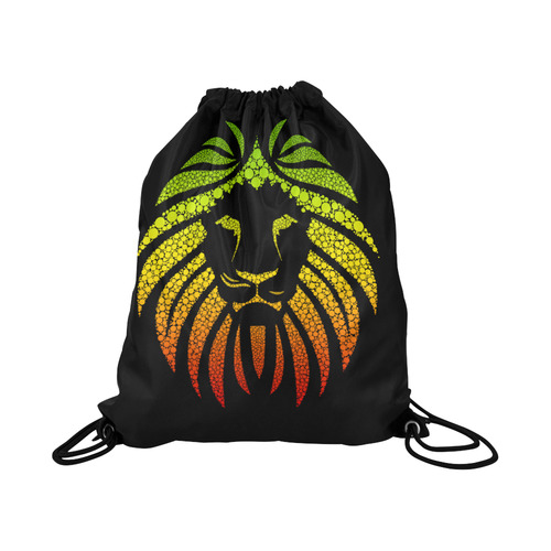 Rastafari Lion Dots green yellow red Large Drawstring Bag Model 1604 (Twin Sides)  16.5"(W) * 19.3"(H)
