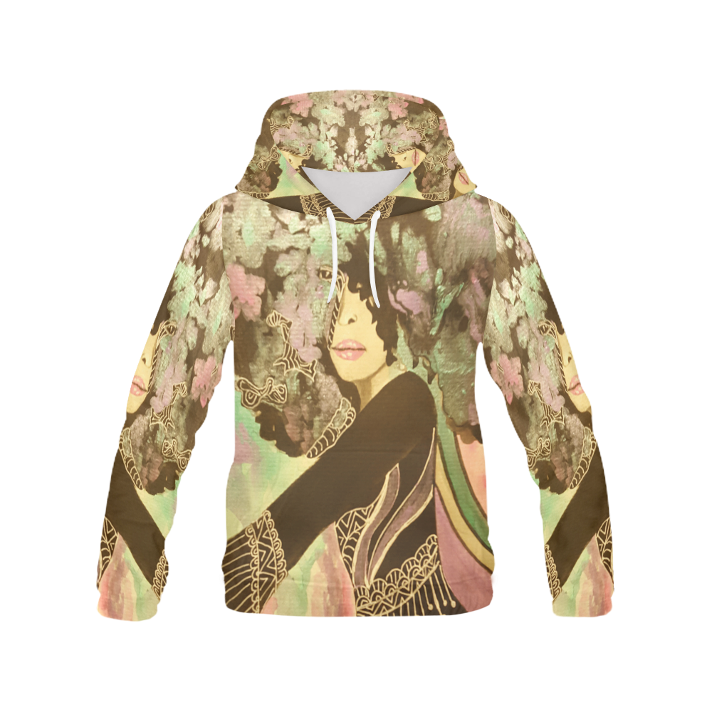 Blooming In Motion Hoodie by Debra Brewer Art All Over Print Hoodie for Women (USA Size) (Model H13)
