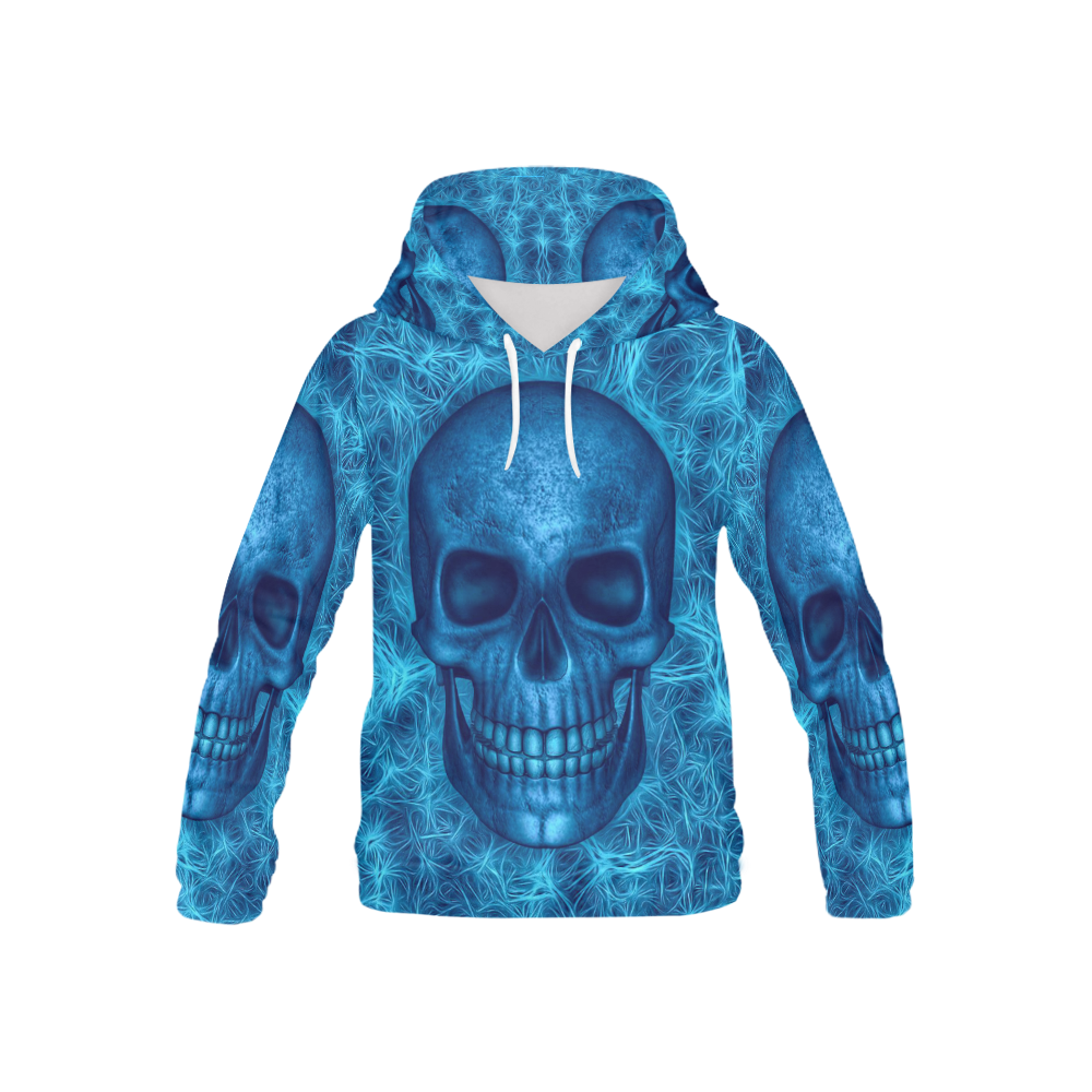 Smiling Skull on Fibers I by JamColors All Over Print Hoodie for Kid (USA Size) (Model H13)