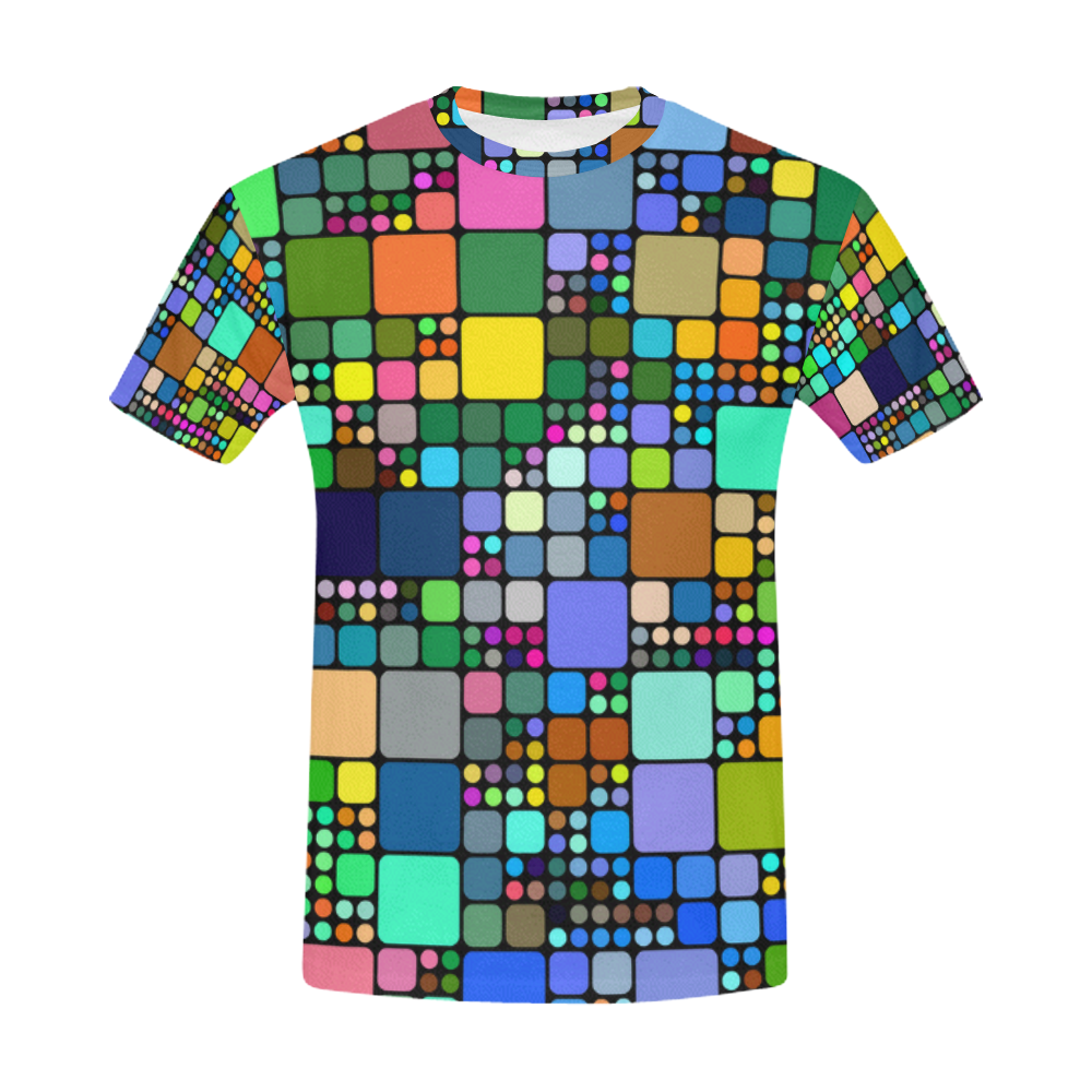 Continuous Square Mosaic Pattern All Over Print T-Shirt for Men (USA ...