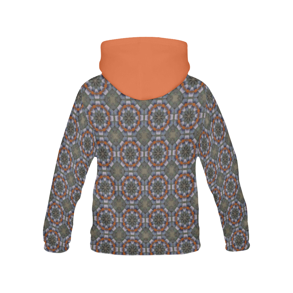 Orange and Gray All Over Print Hoodie for Women (USA Size) (Model H13)