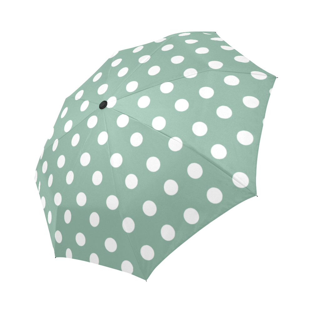 Mint Polka Dots Auto-Foldable Umbrella (Model U04)