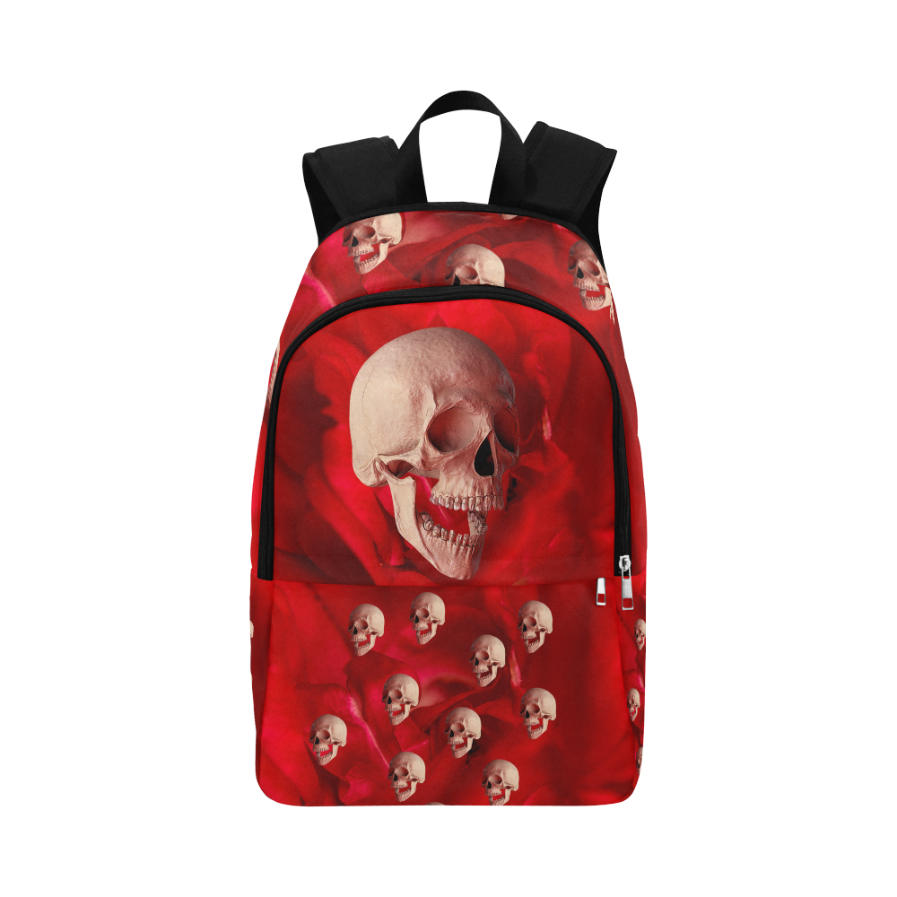 Funny Skull and Red Rose Fabric Backpack for Adult (Model 1659)