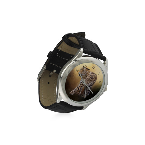 A magnificent painted Amur leopard Women's Classic Leather Strap Watch(Model 203)