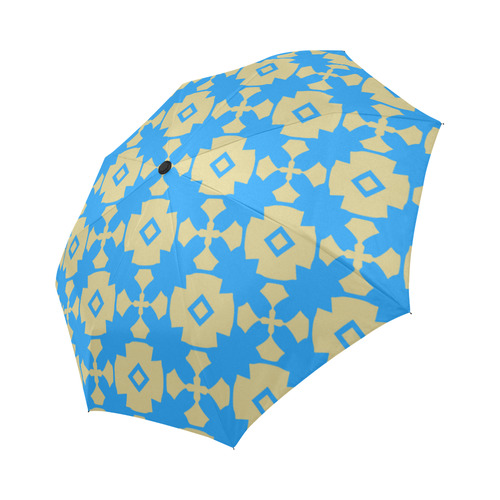 Blue Gold Geometric Auto-Foldable Umbrella (Model U04)