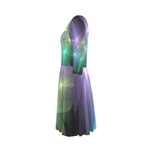 Ethereal Flowers Elbow Sleeve Ice Skater Dress (D20)