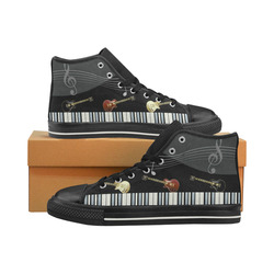 Guitar Piano Music Note Men’s Classic High Top Canvas Shoes (Model 017)