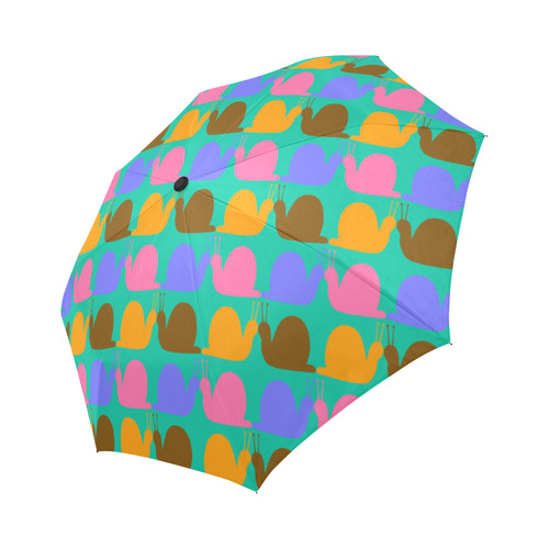 Whimsical Neon Snails Pattern Auto-Foldable Umbrella (Model U04)