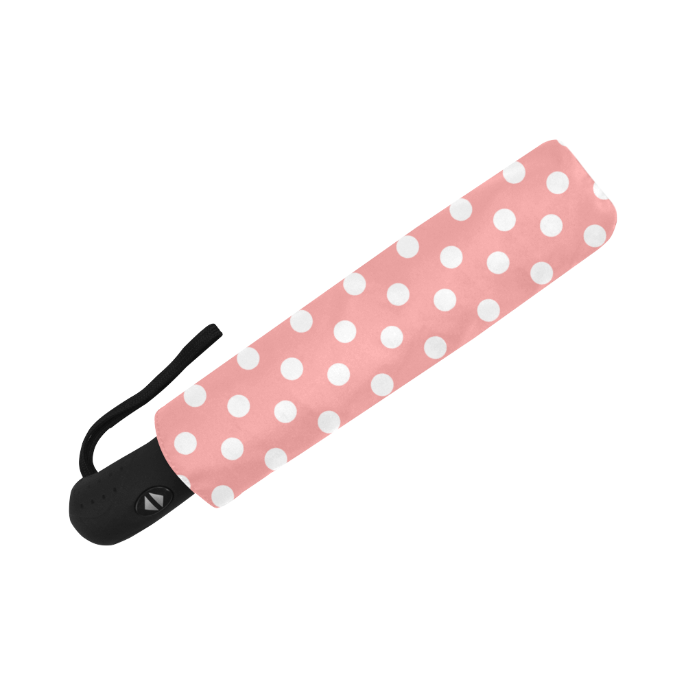 Coral Pink Polka Dots Auto-Foldable Umbrella (Model U04)