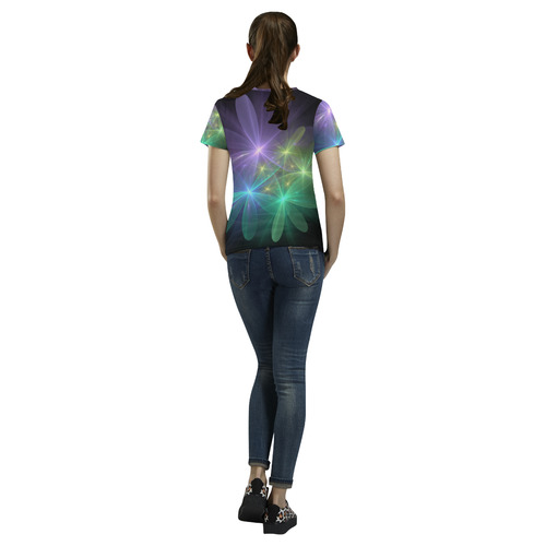 Ethereal Flowers All Over Print T-Shirt for Women (USA Size) (Model T40)