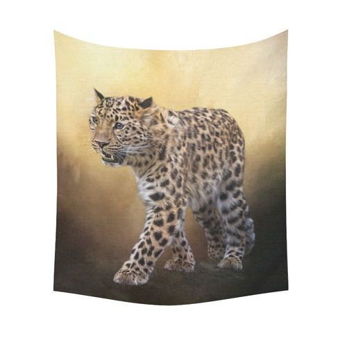 A magnificent painted Amur leopard Cotton Linen Wall Tapestry 51"x 60"