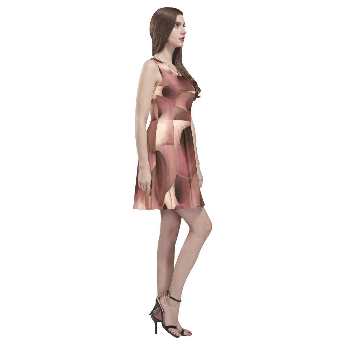 Apple Blossom Petals Thea Sleeveless Skater Dress(Model D19)