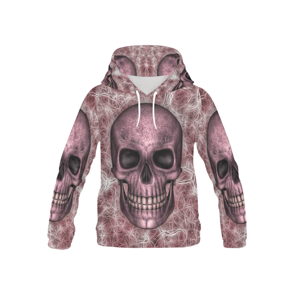 Smiling Skull on Fibers H by JamColors All Over Print Hoodie for Kid (USA Size) (Model H13)