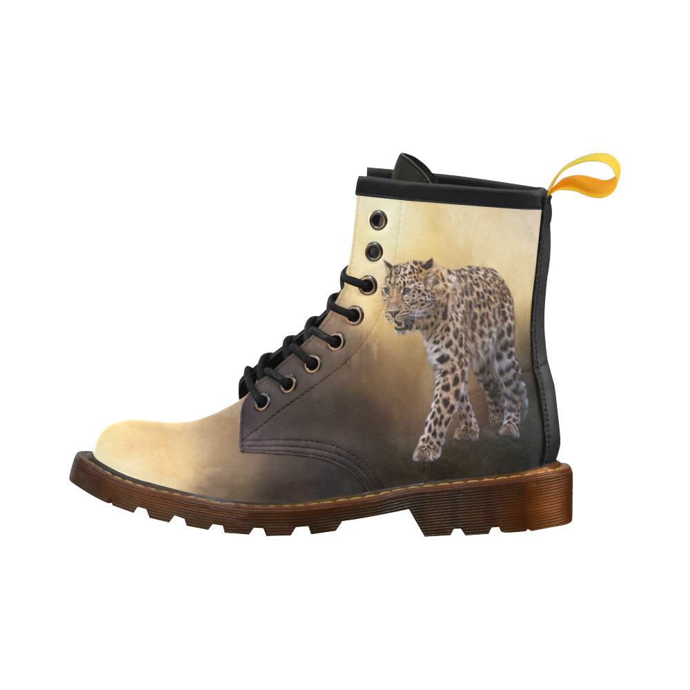 A magnificent painted Amur leopard High Grade PU Leather Martin Boots For Men Model 402H