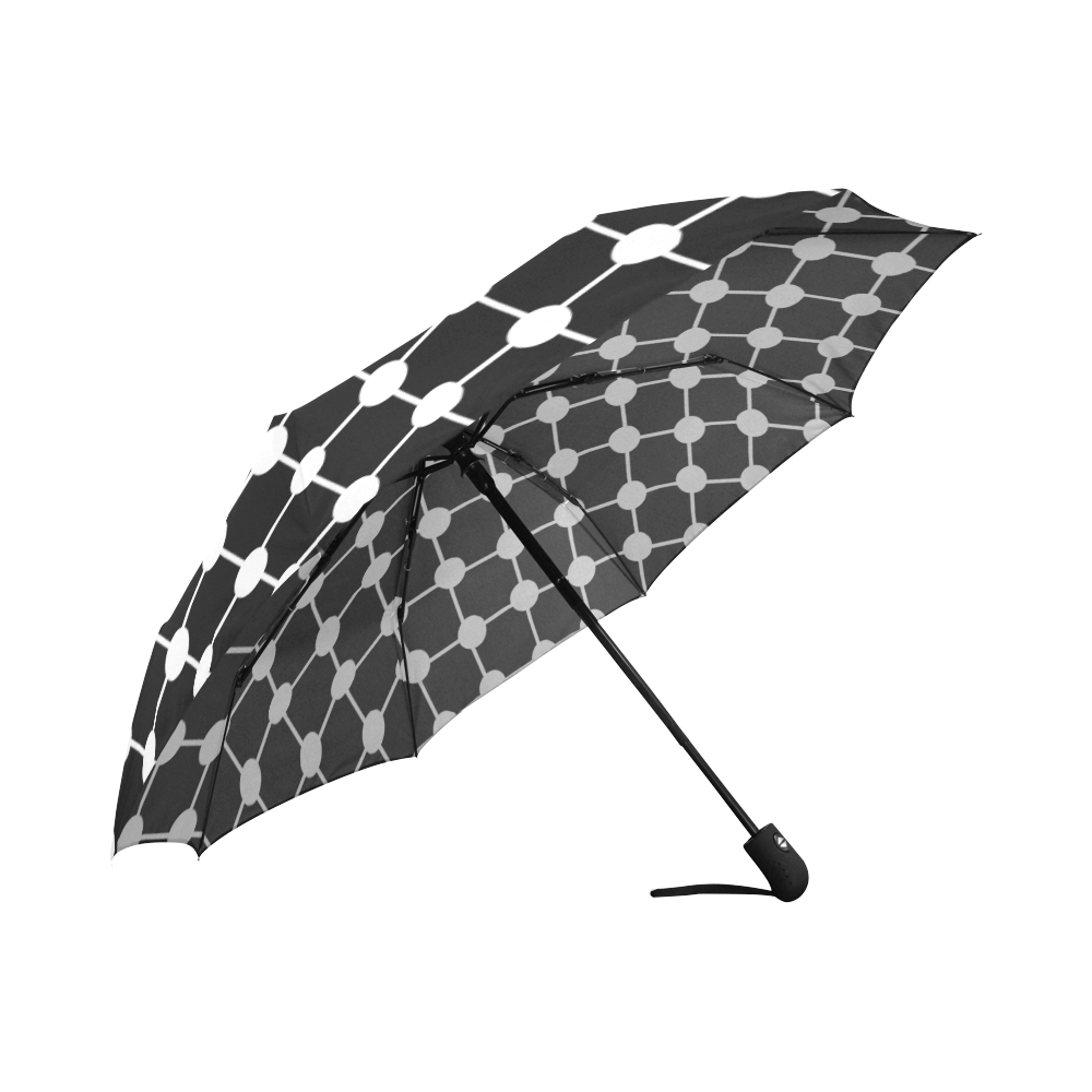 Black and White Trellis Dots Auto-Foldable Umbrella (Model U04)