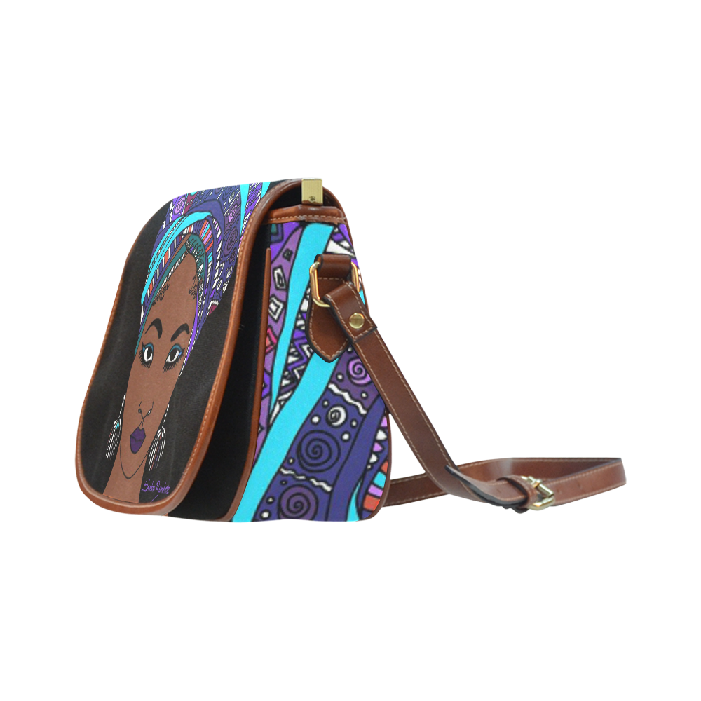 Lady In Purple Saddle Bag/Small (Model 1649) Full Customization