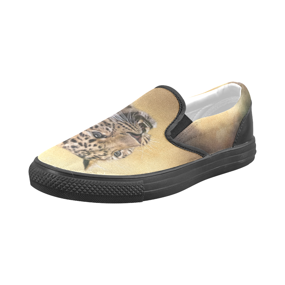 A magnificent painted Amur leopard Men's Slip-on Canvas Shoes (Model 019)