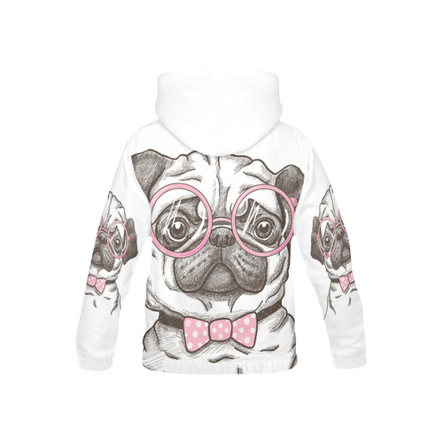 pug in glasses All Over Print Hoodie for Kid (USA Size) (Model H13)
