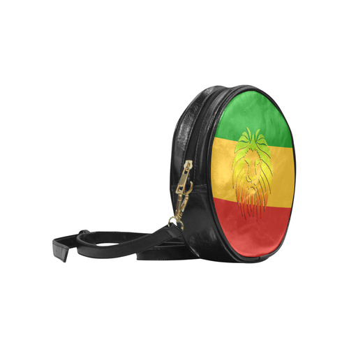 Rastafari Lion Flag green yellow red Round Sling Bag (Model 1647)