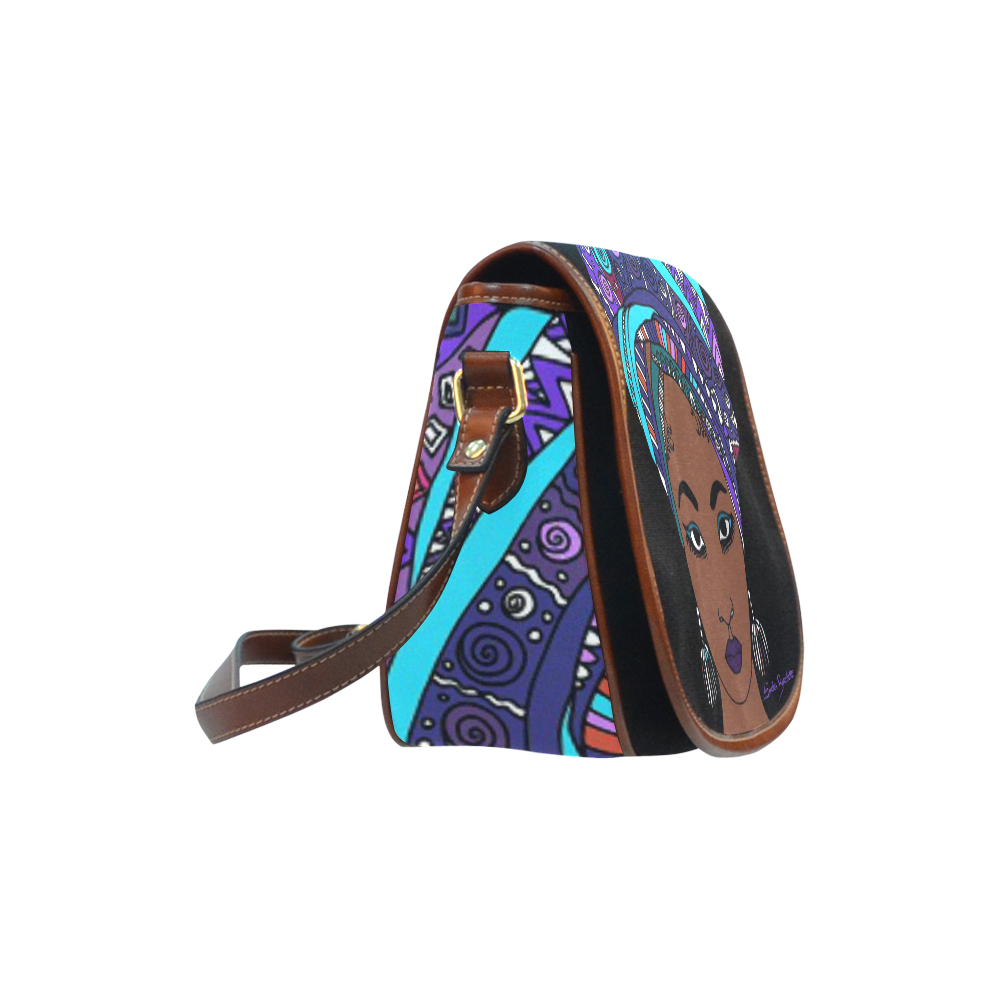 Lady In Purple Saddle Bag/Small (Model 1649) Full Customization