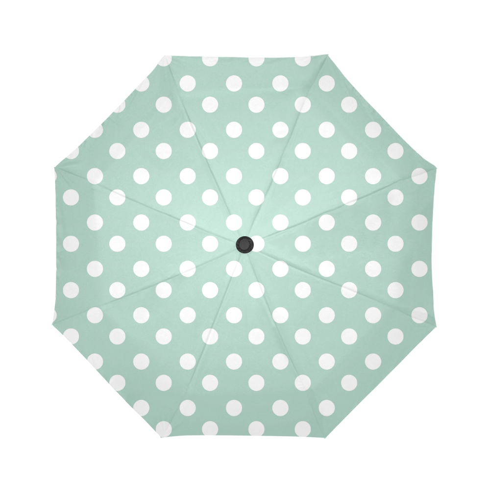 Aqua Polka Dots Auto-Foldable Umbrella (Model U04)