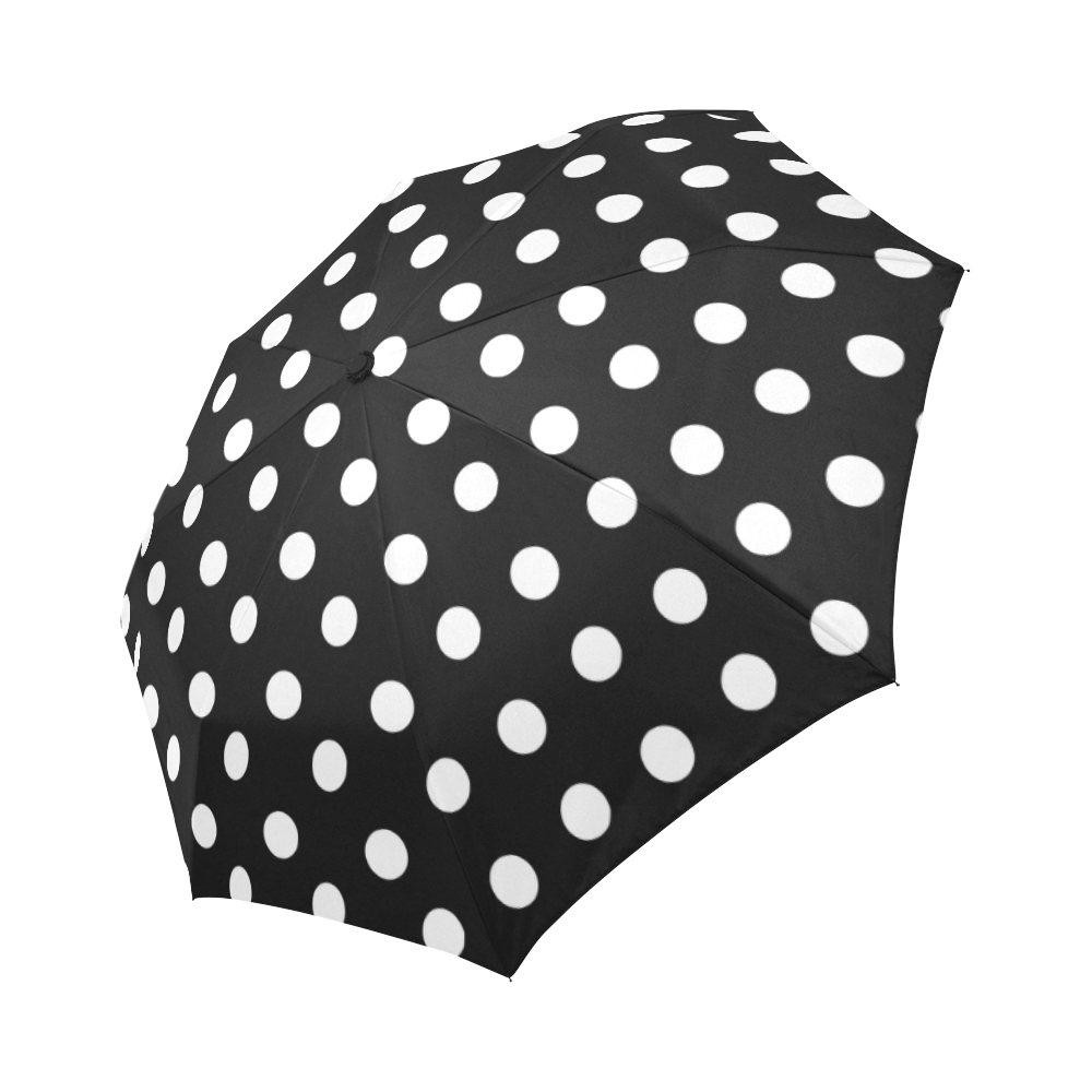 Black Polka Dots Auto-Foldable Umbrella (Model U04)