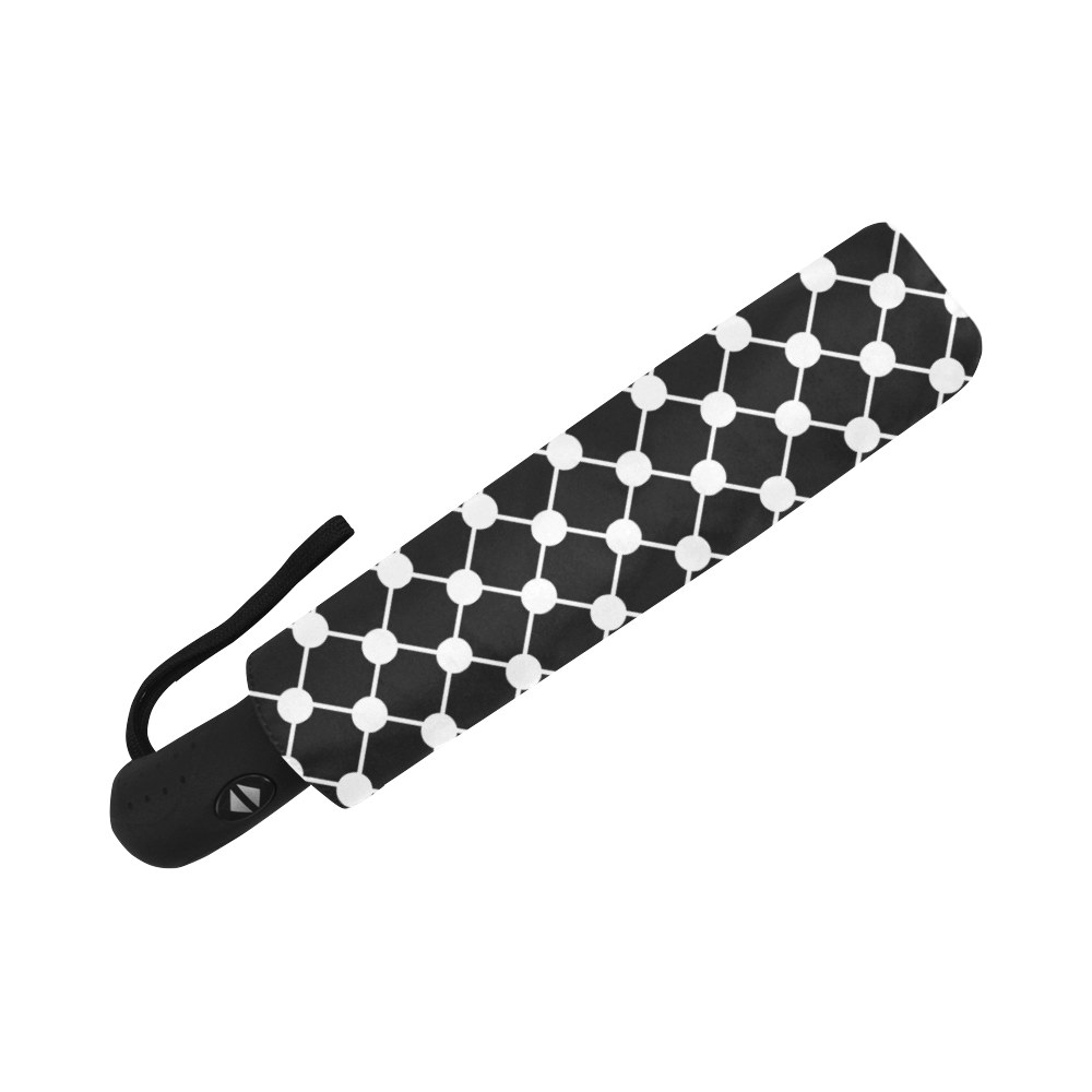 Black and White Trellis Dots Auto-Foldable Umbrella (Model U04)