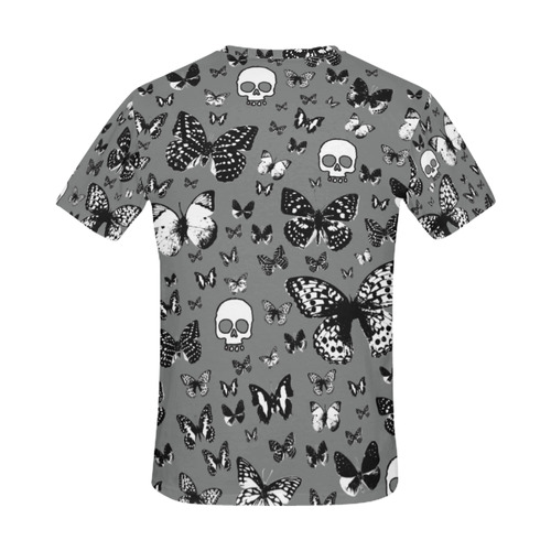 Skulls & Butterflies on Gray All Over Print T-Shirt for Men (USA Size) (Model T40)