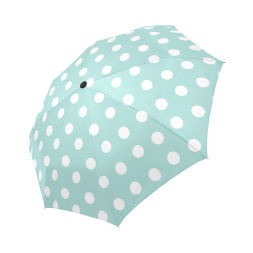 Light Blue Polka Dots Auto-Foldable Umbrella (Model U04)