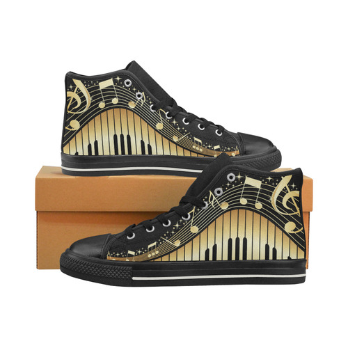 music-notes-with-piano Men’s Classic High Top Canvas Shoes (Model 017)