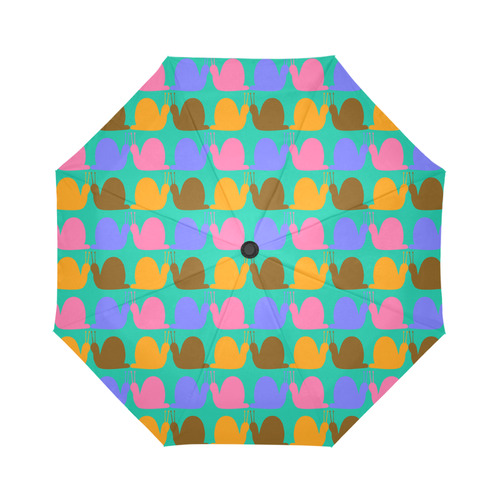 Whimsical Neon Snails Pattern Auto-Foldable Umbrella (Model U04)
