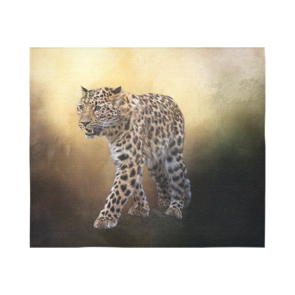 A magnificent painted Amur leopard Cotton Linen Wall Tapestry 60"x 51"