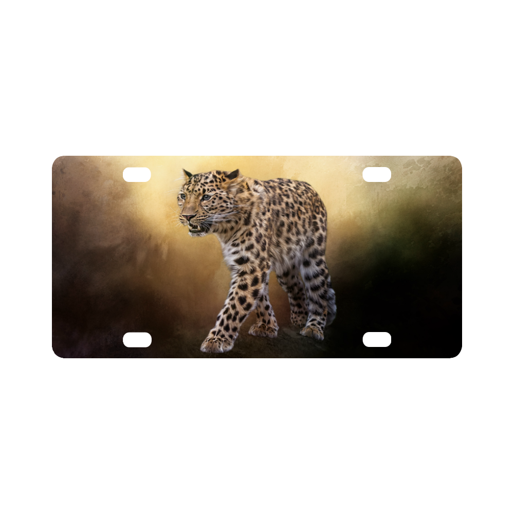 A magnificent painted Amur leopard Classic License Plate