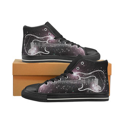Guitar on Star Night Men’s Classic High Top Canvas Shoes (Model 017)