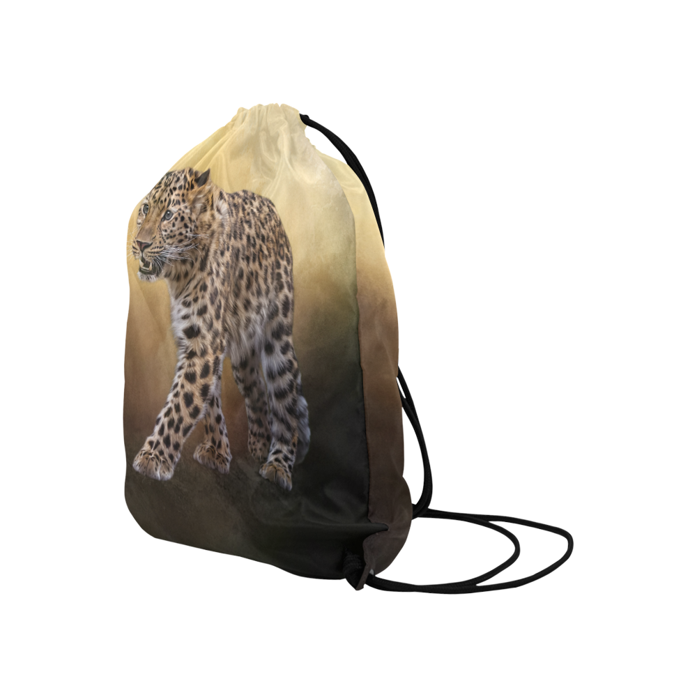 A magnificent painted Amur leopard Large Drawstring Bag Model 1604 (Twin Sides)  16.5"(W) * 19.3"(H)